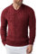 COOFANDY Men's V-Neck Jumper Basic Warm Winter Knitted Mens Sweater Cable Knitted Slim Fit Jumpers Red L