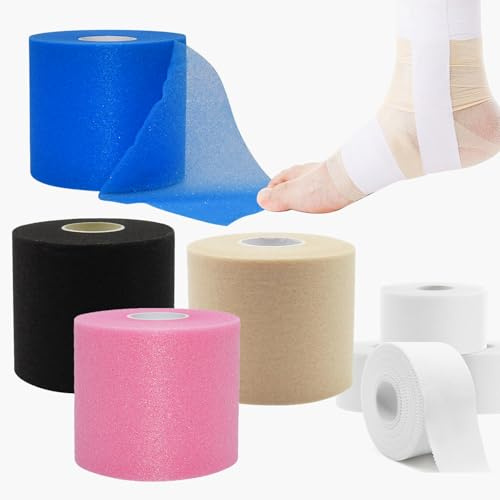 8 Rollen Athletic Tape Pre Wrap und weißes Klebeband, 120 Meter Schaumstoffunterwickel, 40 Meter, Sportband, leicht abreißbar, keine klebrigen Rückstände für Knöchel, Handgelenke, Knie (4 Stück 7,5 x