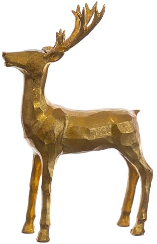 Brandsseller Dekofigur Hirsch ca. 25x18x6 cm Rentier Skulptur Dekoration Weihnachten Winter Gold