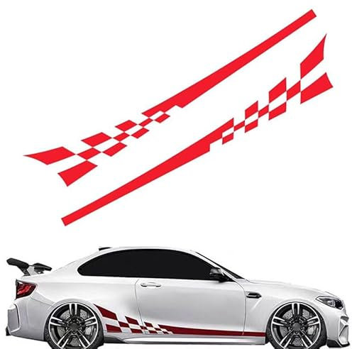 LHMM 2 Stück Auto Karosserie Aufkleber, für BMW Z1 Z3 Z4 E30 E36 E52 E85 E86 E89 G29 Z3M Z4M 20i 30i Auto Racing Karosserie Seitenschweller Aufkleber Seitenstreifen Dekoration, D rot