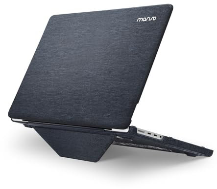 MOSISO Kompatibel mit MacBook Pro 14 Zoll Hülle 2025-2021 M5 M4 M3 M2 M1 A3434 A3112 A3185 A3401 A2918 A2992 A2779 A2442, Strickstoff Beschichtet Hartschale Hülle mit Klappbarem Ständer,Raumfahrt Grau