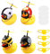 HESUSUSI Gelbe Ente Fahrrad Ornament, 4 Stück Gummiente Spielzeug Gummi Gelb Ente Auto Ente Mit Propeller Motorrad Mit Propellerhelm und Befestigungsband für Auto Fahrrad Haus Dekoration (Weiß)