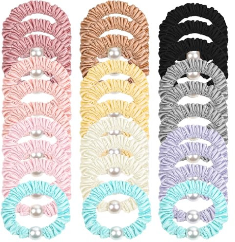 Minging Haargummi Damen, 30 Stück Seiden Scrunchies, Invisibobble Scrunchie, Satin Haargummi, Seide, Satin, Mehrfarbig
