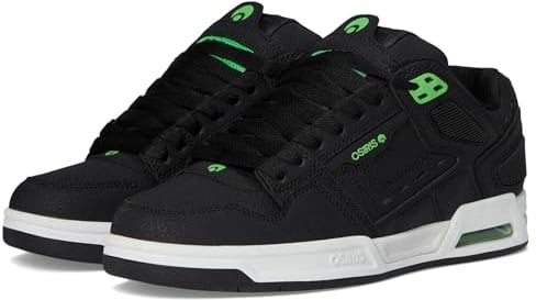Osiris Men's Peril Skate Shoe, Black/Black/Green, 11 UK