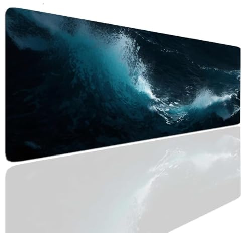 Tapis de Souris Gaming XXL 120x60x0.4cm Tapis Souris Gamer Vague Mouse Pad Mat Caoutchouc Antidérapante Mousepad Haute Précision et Vitesse, sous-Main Résistant, Tapis Bureau pour Claviers, PC S-1219