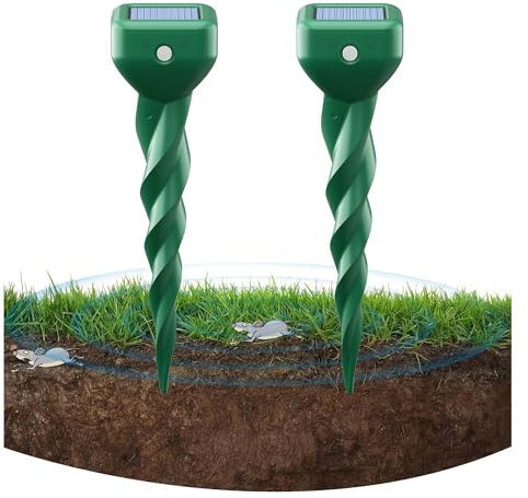 Maulwurf Vertreiber,Karbid Gegen Maulwürfe,Ultra Wirksamer Solar Maulwurf Vertreiber - Wetterfest und Umweltfreundlich - Ideal für Gärten und Rasen（2 Stück）