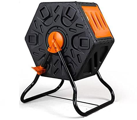 WANGHAI-666 Composteur électrique Poubelle à Compost for extérieur, 60L (15,8 gallons) Poubelle à compostage for Jardin, Cuisine, Cour Tumbler Poubelle à Compost rotative Composteur(Orange)