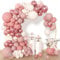 Kit Arco Palloncini Rosa Nudo, 114pezzi Arco Ghirlanda Palloncini Rose Retrò con Palloncino Oro Rosa e Rosso, Arco per Palloncino RosaGold per Matrimonio Decorazioni Compleanno Battesimo Baby Shower