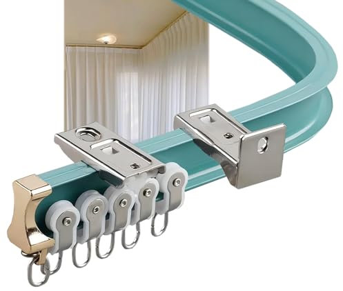 Aluminium Gardinenstange, gebogene flexible glatte Wand- / Deckenmontage, geräuscharme Gardinenstange mit Zubehör, langlebig und klappbar für Vorhänge