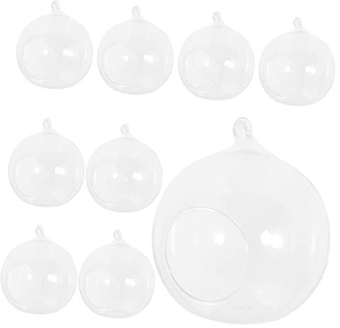PRETYZOOM 10 Piezas Portavelas Colgantes de Vidrio Forma Esférica, Portavelas Creativos y Multifuncionales para Terrario, Jardín de Cristal, Adorno del Hogar y Velas de Té