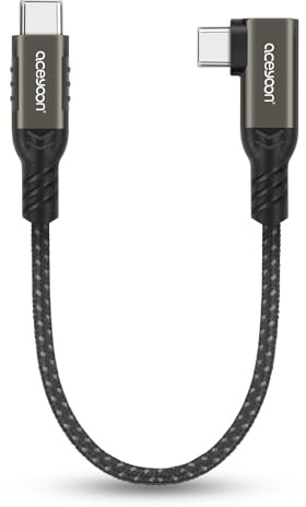 aceyoon 240W Cable USB C vers USB C 22cm, 5A USB4.0 40Gbps Cable USB Type C Court PD QC 4.0 Charge Rapide Type C Coudé en Nylon Tressé Compatible avec iPhone 16 15, pour Galaxy, pour Huawei