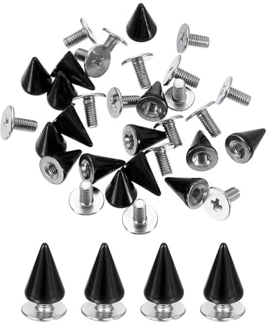sourcing map Lot de 20 pointes et clous - 7 x 10 mm - Rivets coniques à visser pour vêtements, ceintures, sacs, loisirs créatifs, cuir - Noir