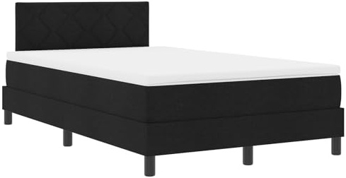 vidaXL Boxspringbett mit Matratze Schwarz 120X200 cm Stoff Stabil Kompakt Elegant Bettwäsche Schlafzimmermöbel Rahmen Auflage Schaumstoff Komfort
