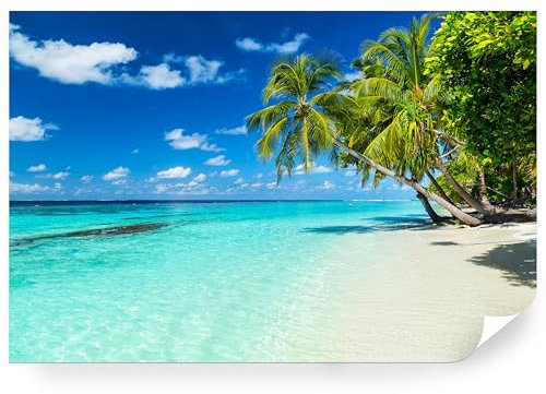 Fototapete Vlies - Vliestapete Tapete Wandtapete Motivtapeten Vliestapeten Wohnzimmer Schlafzimmer Bildtapete Urlaub unter Palmen am tropischen Strand 368 x 254 cm
