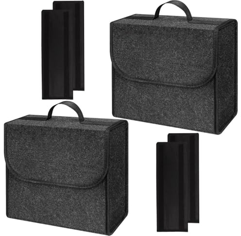 Einesin Upgrade Car Boot Bag Organiser with Reinforced Side Panels for Tools Breakdown Emergency Travel Tidy Van Caravan | Felt Bag in Black | Car Accessories Interior (30x15x30cm-2PCS-Upgraded)