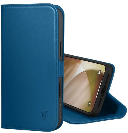 TORRO Leather Case Compatible with iPhone 17 Pro 6.3 2025 - Premium Leather Wallet Flip Case with Kickstand and Card Slots (Compatible with Official MagSafe Chargers) - Blue