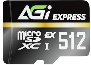 AGI TF338 Micro SD Express 512GB Speicherkarte A2 4K Fuer Switch 2 | Bis zu 800MB/s Lesen, Spieloptimiert, Hochgeschwindigkeits-Flash-Speicher fuer Handheld-Konsolen und Gaming-Geraete