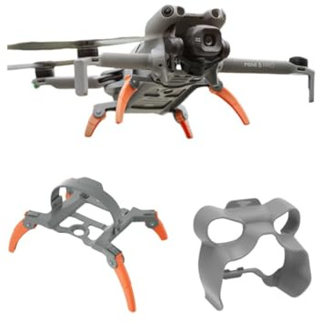 YUULNMOP Mini 5 Pro Landing Gear Extension Kit,Foldable Spider Landing Legs + Lens Hood Sunshade for DJI Mini 5 Pro,30mm Height Increase,Secure Protection for Gimbal and Camera (Gray + Orange)