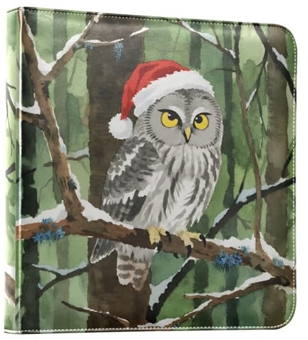 DIY Leder Scrapbook Album Eule mit Weihnachtsmütze Selbstklebendes Fotobuch PU-Leder Erinnerungsbuch für Hochzeit Reise Familie