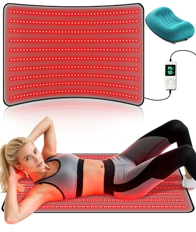 Kaoudt 2026 New Portable Red Light Therapy Mat for Body Pain Relief, 38 x 23.6 Medical-Grade TPU, 400LEDs Dual Wavelength Near Infrared Red Light Pad for Face and Body