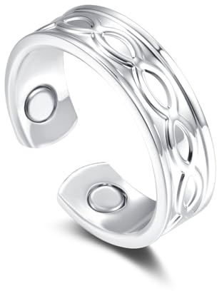 Bewenda Vital Ring, Herz/Kreuz/Unendlichkeit/Zopfmuster Anti Stress Ring mit magnetkraft, Offen Verstellbar Magnetringe Damen, Mode Vitalring Zum Abnehmen Stressabbau, Fidget Ringe für Besseren Schlaf