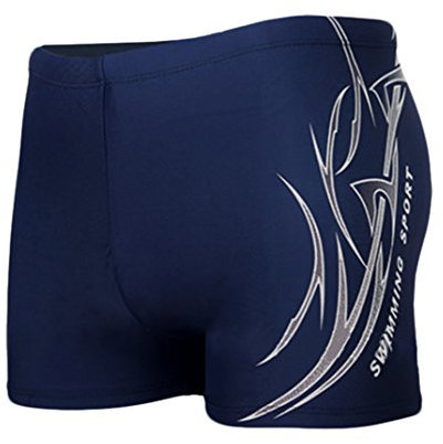 HHD® Maillot de Bain, Slip de Bain pour Homme en Bonne élasticité de materiau High-Tech Broderie Trunks Boxers Slip Short de Bain avec Avant Tie pour Plage/Sport/Natation/Plongée (M, Bleu)