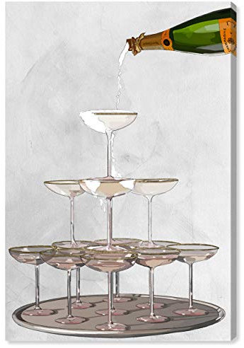 The Oliver Gal Artist Co. Drinks and Spirits Wall Art Canvas Prints 'Champagne Tower' Home Décor, 20 x 30, White, Green