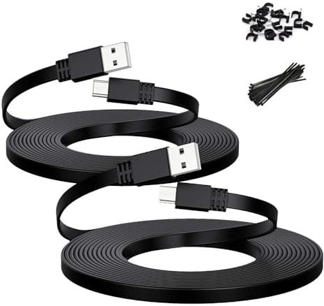 Itramax Micro USB Power Cable 6M/2Pack,Flat Micro USB Charging Power Cord,Charger for Blink XT XT2 Mini Outdoor 3(3rd Gen) Camera,Wyze Cam V3,Pan V4,Arlo Q,Nest Yi Cam,Zmodo,Netvue,Xbox Controller 7