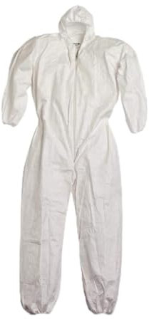 Tuta RR400 con Cappuccio da Lavoro Unisex 100% Polipropilene Chiusura Centrale con Cerniera Elastico Protezione rischi Minimi polveri tossiche nocive Bianco (XXL)
