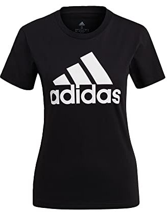 adidas Damen Essentials Logo Tee, Black / White, XS