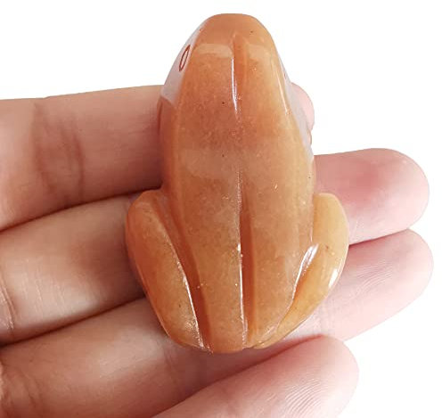 Lovionus89 Rotes Aventurin Frosch Kristall Figur, Klein Hand Geschnitzt Tasche Kristall Statue Tier Skulptur 1,5 Zoll