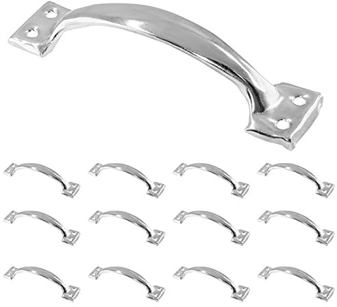 Zorveiio 20 Stück 10,2 cm Metall-Türgriffe Bogengriff große Türgriffe Vintage Scheunentürgriffe für Möbel Schränke Küche Schublade Kommode Tor – Rustikal, Silber