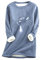 Yming Damen Plüsch Winter Revers Fuzzy Fleece Sweatshirt Faux Shearling Sherpa Pullover Warm Blau XL