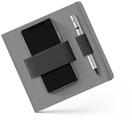 BEBLAU FLEX | Libreta inteligente con organizador elastico portátil integrado | Solución teletrabajo | Accesorios ordenador portátil | Perfecto para móviles | Gran regalo | GRIS PUNTOS