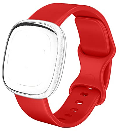 CoolGadget Armband für Fitbit Versa 3/Sense Silikon Sport Rot | Ersatzarmband weich und atmungsaktiv, verstellbar, wasserfest, für Damen und Herren