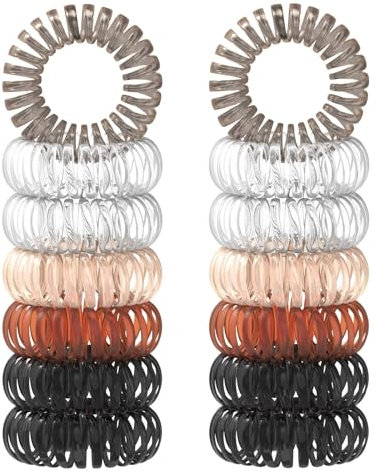 OWILL 12 Stück Spiral Haargummis, Telefonkabel Haargummi in fünf Farben, Schweiß und wasserfeste Haarband Telefonkabel für Mädchen und Damen, Haargummi Damen