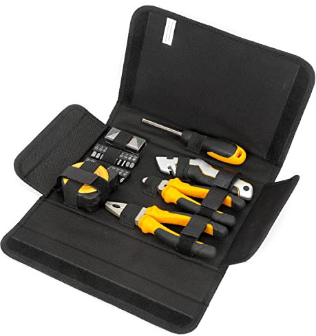 JCB 26 Piece Tool Set in Pouch, Combination Pliers, Retractable Knife, Ideal for Around The Home and Workplace for General Maintenance Tasks, 3 Year Warranty