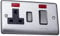 Caradok 45A switch+neon+13Aswitched socket+neon Brushed Chrome, Metal Switch, Grey Insert