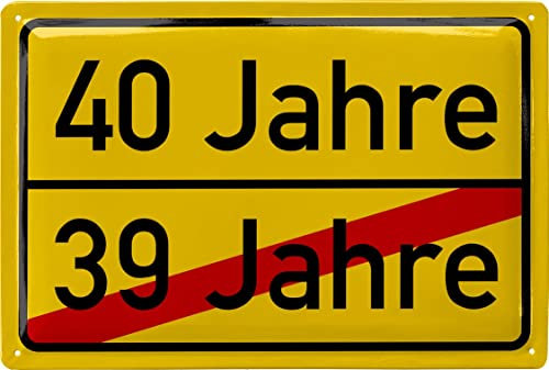 LANOLU Retro Blechschild Schild 40 Geburtstag - SCHILD 40 JAHRE ORTSSCHILD - Geschenke für den 40 Geburtstag Mann, lustiges Schild 40 Geburtstag Deko als lustige Geburtstagskarte, 20x30cm