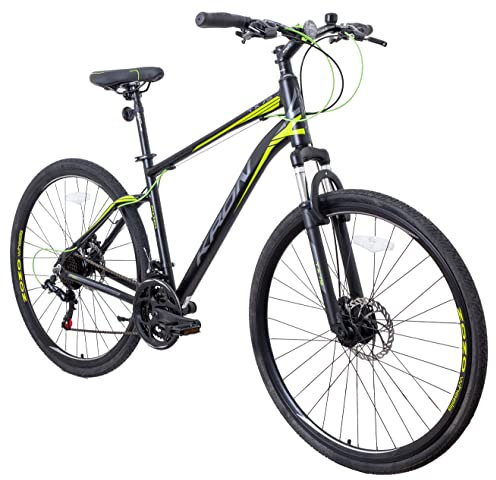 KRON TX 75 Hardtail Aluminium Trekking Mountainbike 28 Zoll, 21 Gang, Scheibenbremse | 18 Zoll Rahmen MTB Erwachsenen- und Jugendfahrrad, Schwarz Grün