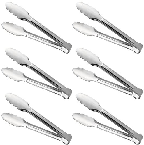 ACAUTO - Pinze da servizio, pinze per buffet, in acciaio inox, per alimenti, piccole pinze da portata in acciaio inox, set da 6