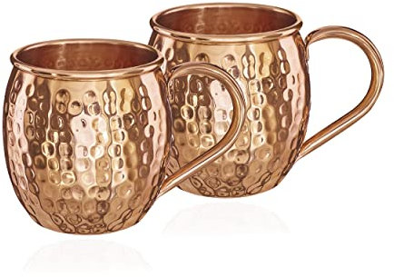 NKlaus 2 vasos de cobre puro 100% Ayuverda Copper Oval Moscow Mule 500 ml 11261
