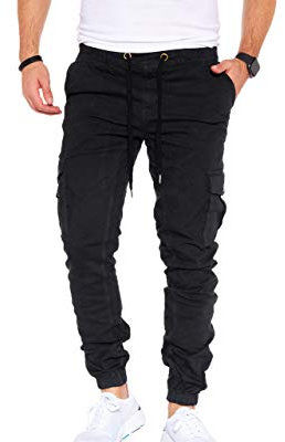 Styleko Herren Hosen Cargohose Herren Casual Slim Fit Cargohose aus Baumwolle Outdoorhose männer Chino Hose Freizeithose Jogging treckking Hose Sporthose|6 Taschen 8002 (Black- Elasten, 33)