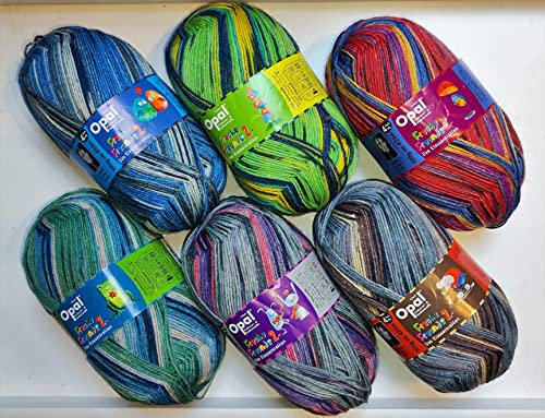 Opal/Sockenwolle / 4 ply/fädig / 6 x 100g. / Freche Freunde 2 / Opalwolle/Rofu/Regia/Sockenwolle/kg = 100 Euro