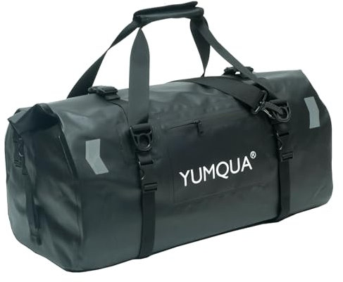 YUMQUA Bolsa de lona resistente al agua bolsa de viaje mochila bolsa de deporte Duffel Dry Bag, Negro , 55L, Bolsa de lona impermeable