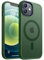 CANSHN Funda Magnética Mate para iPhone 12/12 Pro, Compatible con MagSafe, Protección Grado Militar, Carcasa Translúcida Mate Trasera Fina Antigolpes 6,1” - Verde Oscuro