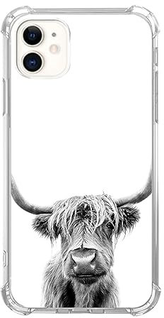 Nsydnbly Schottische Highland Kuh Hülle Kompatibel mit iPhone 11, Niedliche Kuh Tier Hülle für iPhone 11, Trendy Cool TPU Handyhülle