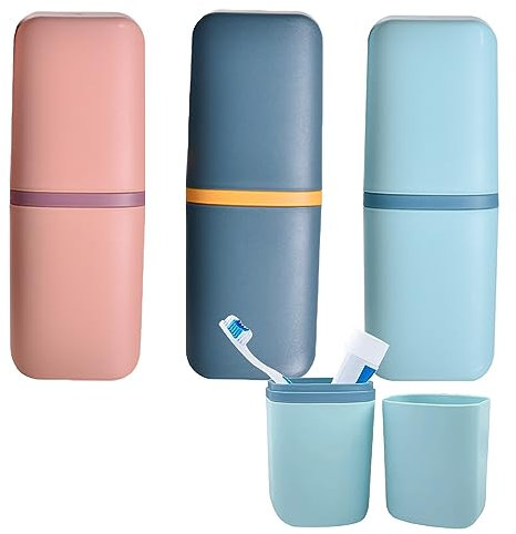 YZDZSW Zahnbürsten Etui Reise Set, 3 Stück Zahnbürsten Etui Reisen Zahnbürstenbox, Tragbare Zahnputzbecher Reisen Zahnbürste Case Zahnbürstenhalter für Reisen Camping Schule