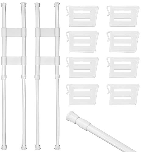 Jiehaojia 2 Stück Wohnmobil Kühlschrank Zubehör, 40-70cm Weiß Verstellbare Wohnmobil Kühlschrank Spannstangen mit 8 Stück Kühlschrank Seitentür Trenner,für das Halten von Speisen und Getränken