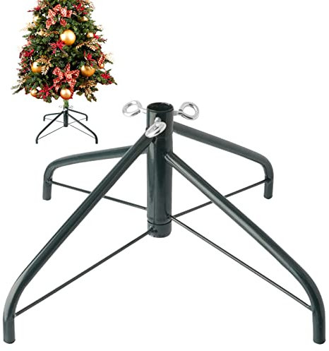 EZYDECOR Metal Christmas Tree Stand for Artificial Tree 17.7 Folding Christmas Tree Base Stand for Real Tree (Green)